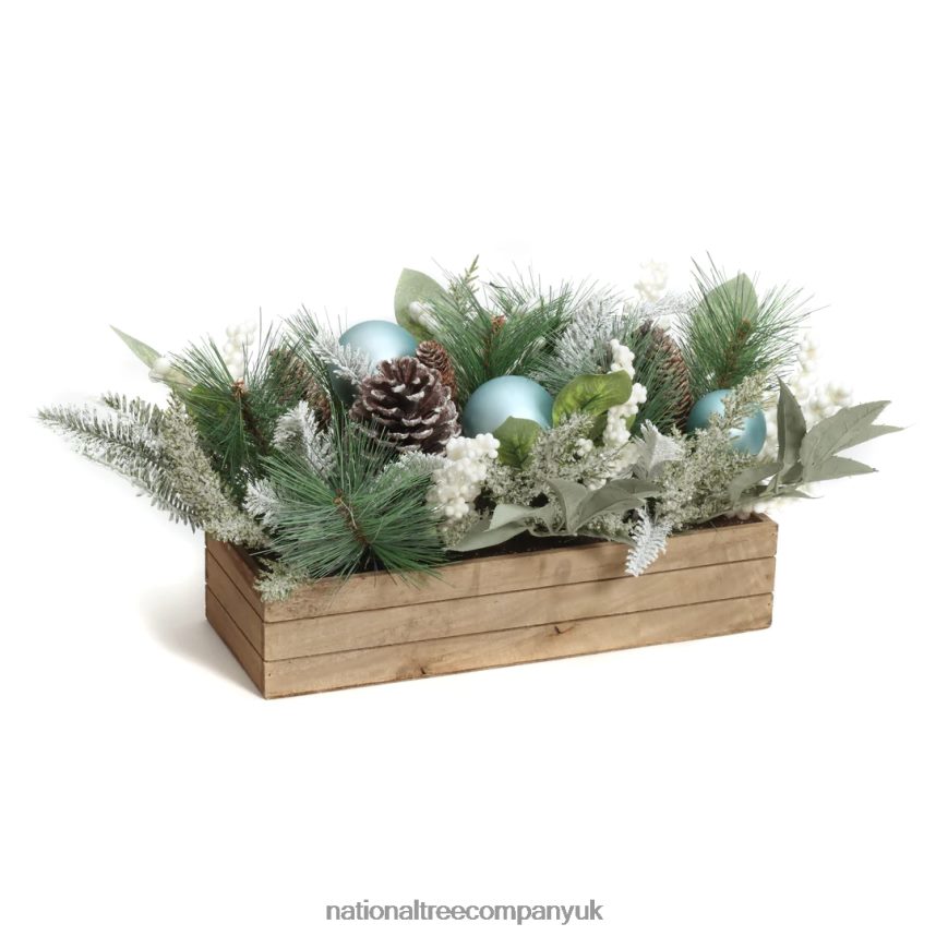 Greenery | National Tree Company Decorated Evergreen Christmas Arrangement with Wood Box Base 22 in F2L4F458